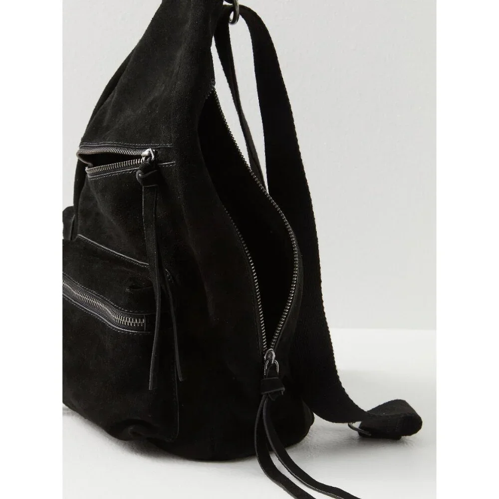 NWT Free People Oxford Suede Sling Black Shoulder Bag